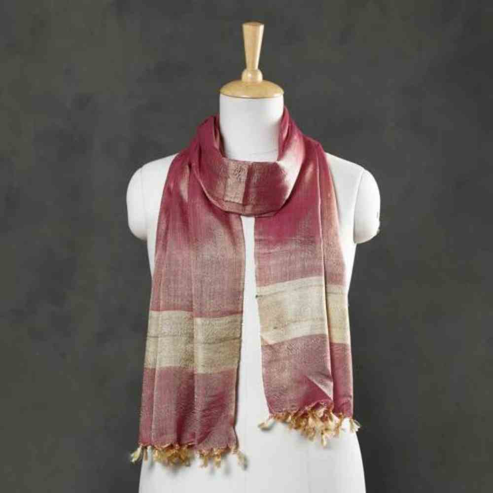 Pink - Plain Handloom Pure Banana Silk Stole